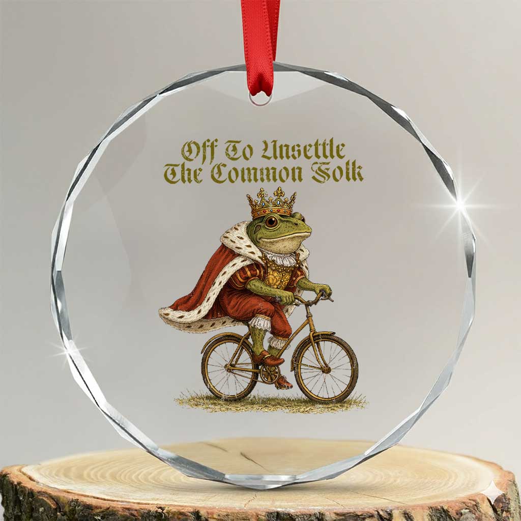 Chaotic Frog Meme Crystal Glass Ornament Off To Unsettle The Common Folk Vintage Unhinged Humor