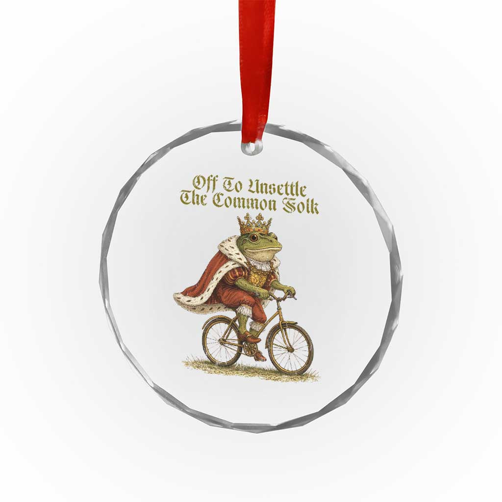 Chaotic Frog Meme Crystal Glass Ornament Off To Unsettle The Common Folk Vintage Unhinged Humor