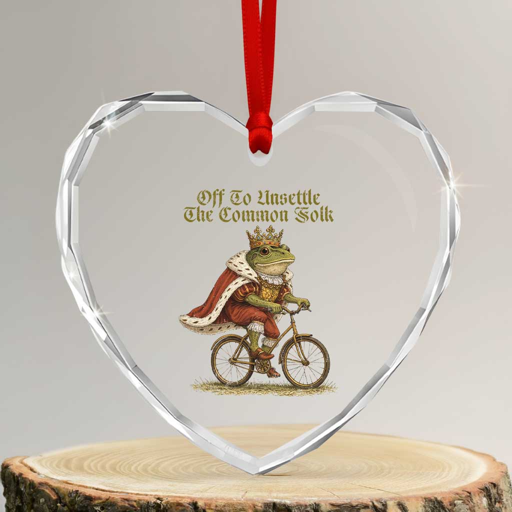 Chaotic Frog Meme Heart Crystal Glass Ornament Off To Unsettle The Common Folk Vintage Unhinged Humor