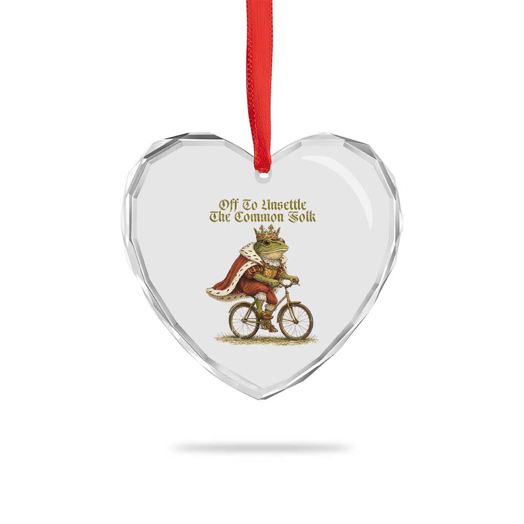 Chaotic Frog Meme Heart Crystal Glass Ornament Off To Unsettle The Common Folk Vintage Unhinged Humor