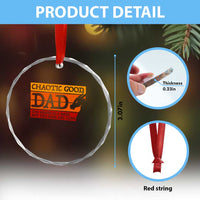 Chaotic Good Dad Funny Tabletop Gamer Parenting Crystal Glass Ornament Retro Sunset Vintage Fantasy Graphic