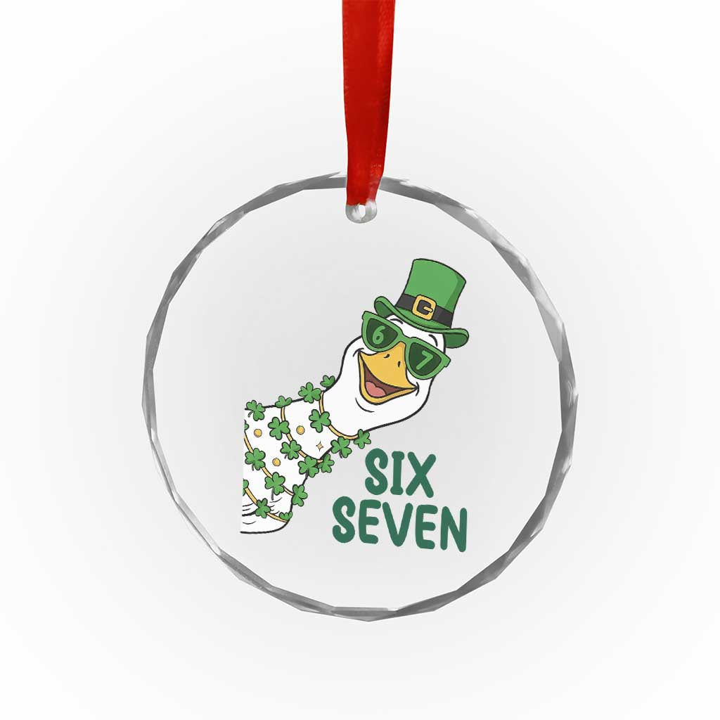 Chaotic Goose Six Seven Meme Crystal Glass Ornament Funny St Patricks Day Gift