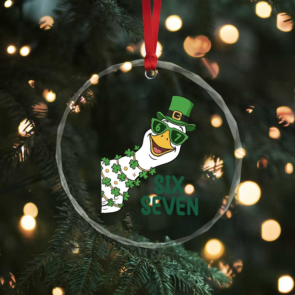 Chaotic Goose Six Seven Meme Crystal Glass Ornament Funny St Patricks Day Gift