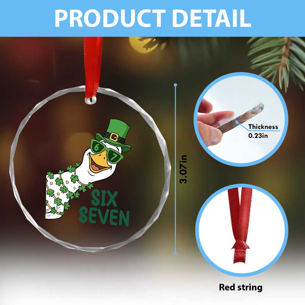 Chaotic Goose Six Seven Meme Crystal Glass Ornament Funny St Patricks Day Gift