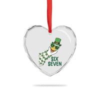 Chaotic Goose Six Seven Meme Heart Crystal Glass Ornament Funny St Patricks Day Gift
