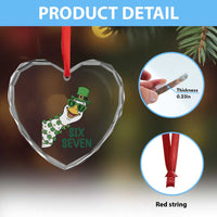 Chaotic Goose Six Seven Meme Heart Crystal Glass Ornament Funny St Patricks Day Gift
