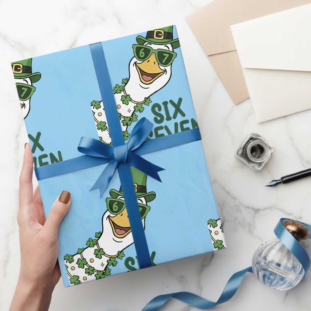 Chaotic Goose Six Seven Meme Wrapping Paper Roll Funny St Patricks Day Gift
