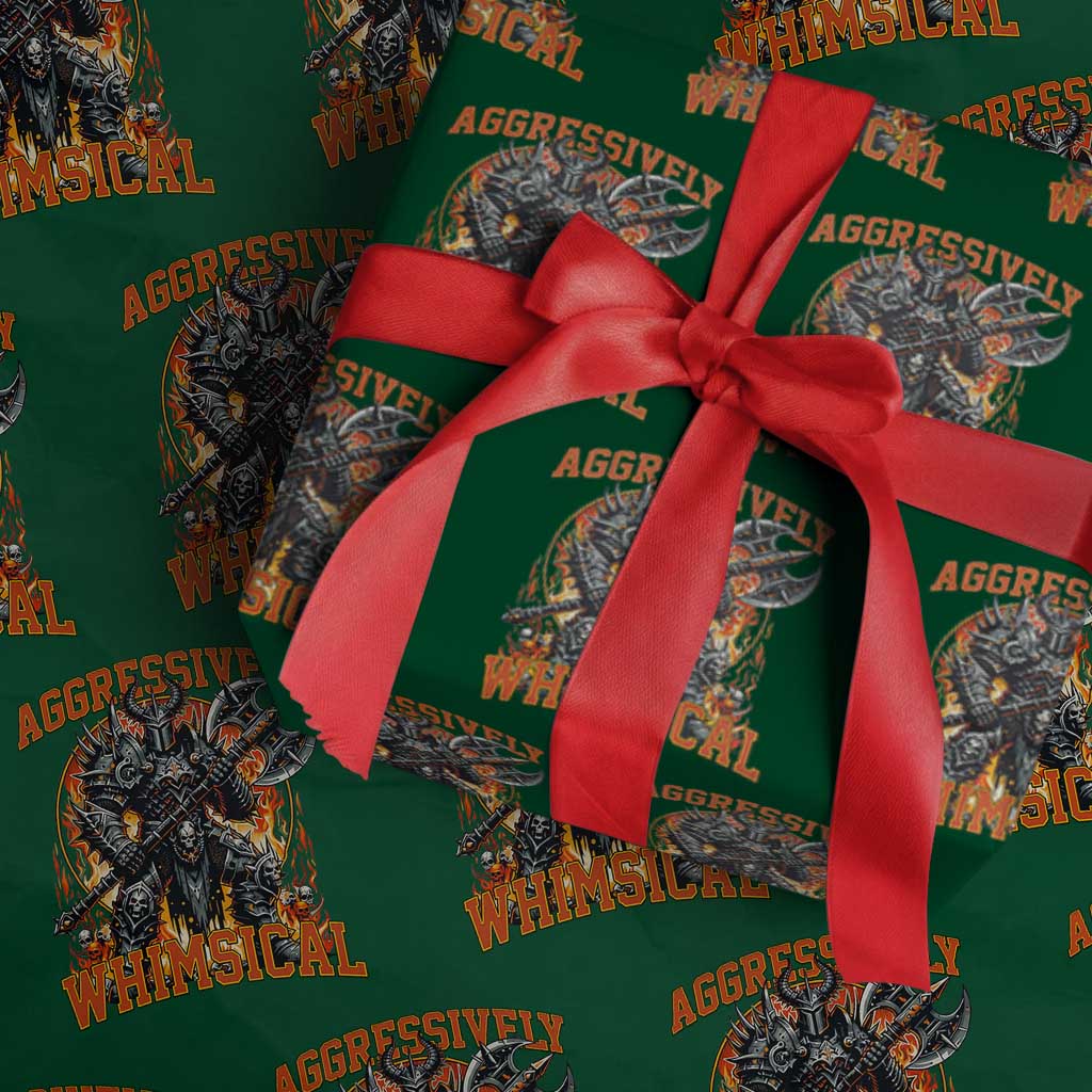 Chaotic Knight Metalcore Edgy Meme Aggressively Whimsical Wrapping Paper Roll Armor Metalheads Fairycore Tendencies - Wonder Print Shop