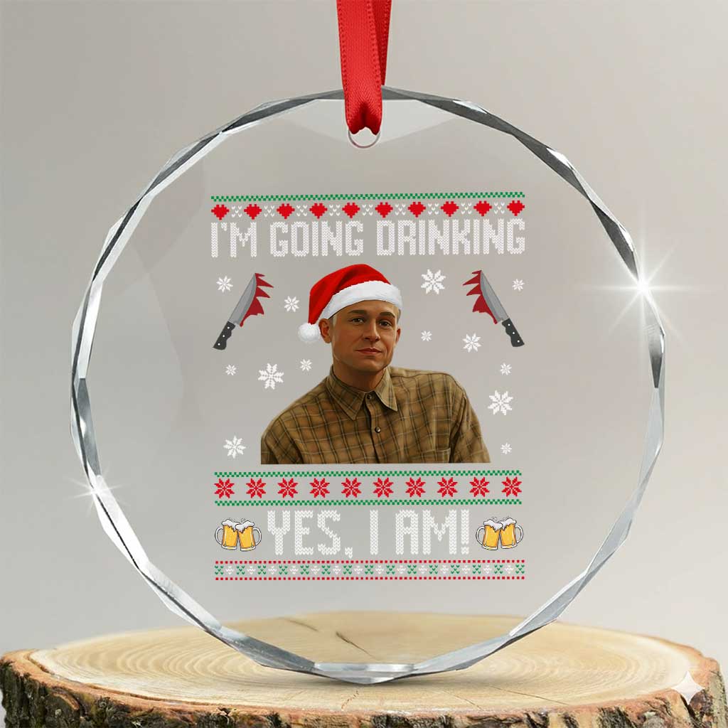 Charlie Hunnam Ed Gein Ugly Christmas Crystal Glass Ornament Monster Movie I'm Going Drinking - Wonder Print Shop