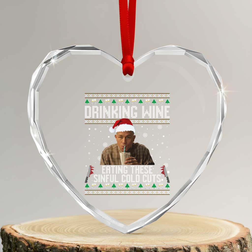 Charlie Hunnam Ed Gein Ugly Christmas Heart Crystal Glass Ornament Funny Drinking Wine Eating These Sinful Cold Cuts - Wonder Print Shop