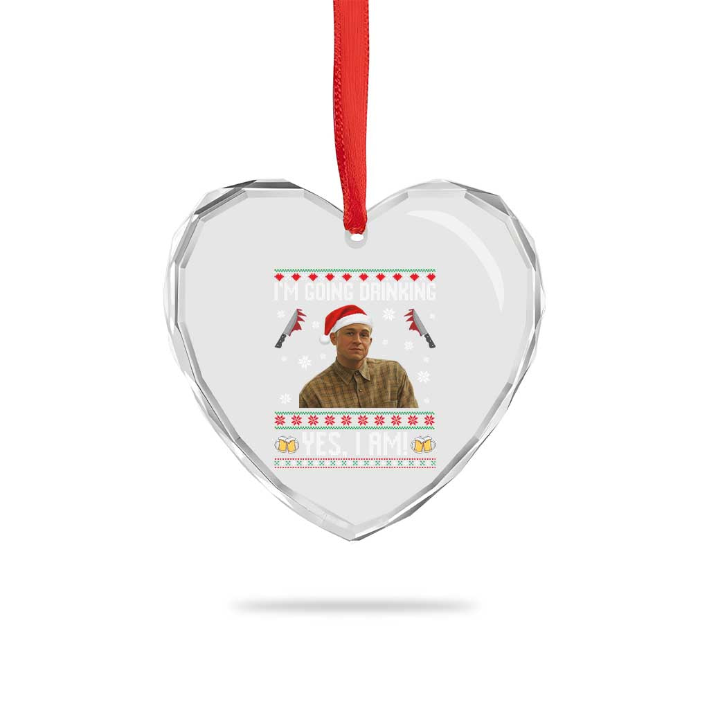 Charlie Hunnam Ed Gein Ugly Christmas Heart Crystal Glass Ornament Monster Movie I'm Going Drinking - Wonder Print Shop