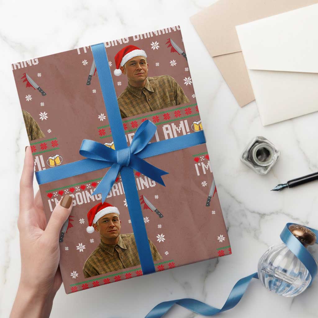 Charlie Hunnam Ed Gein Ugly Christmas Wrapping Paper Roll Monster Movie I'm Going Drinking - Wonder Print Shop