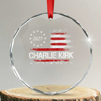 Charlie Kirk 2025 Crystal Glass Ornament Freedom Vintage American Flag - Wonder Print Shop