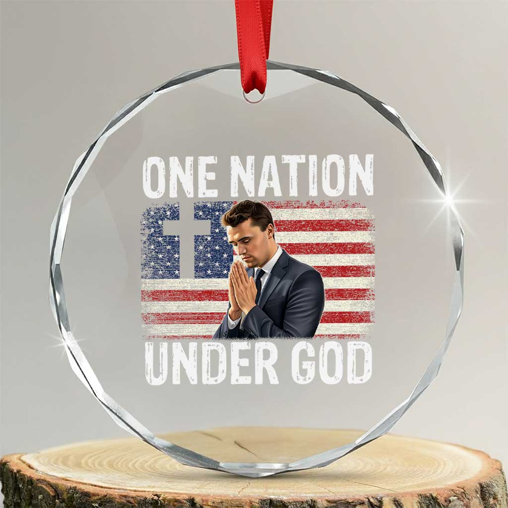 Charlie Kirk Christian Crystal Glass Ornament One Nation Under God Patriotic Faith - Wonder Print Shop