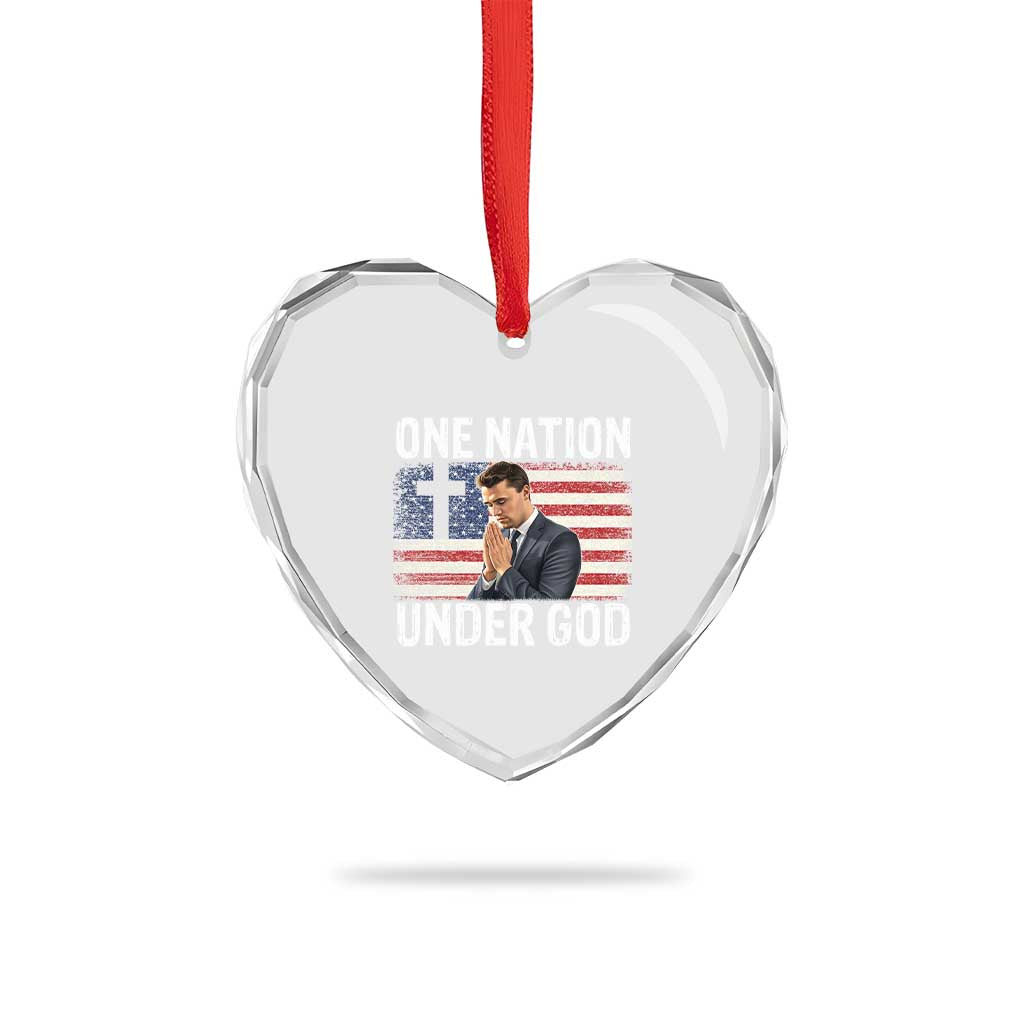 Charlie Kirk Christian Heart Crystal Glass Ornament One Nation Under God Patriotic Faith - Wonder Print Shop