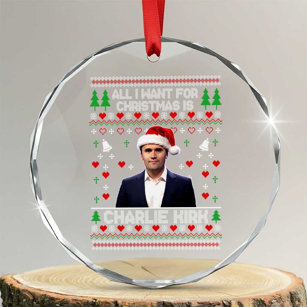 Charlie Kirk Christmas Crystal Glass Ornament Freedom Memorial Patriotic Christian Xmas - Wonder Print Shop