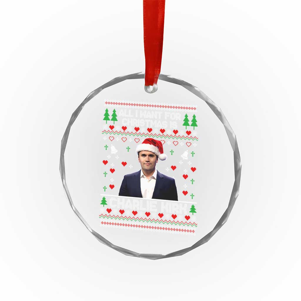 Charlie Kirk Christmas Crystal Glass Ornament Freedom Memorial Patriotic Christian Xmas - Wonder Print Shop