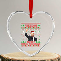 Charlie Kirk Christmas Heart Crystal Glass Ornament Freedom To Say Merry Christmas - Wonder Print Shop