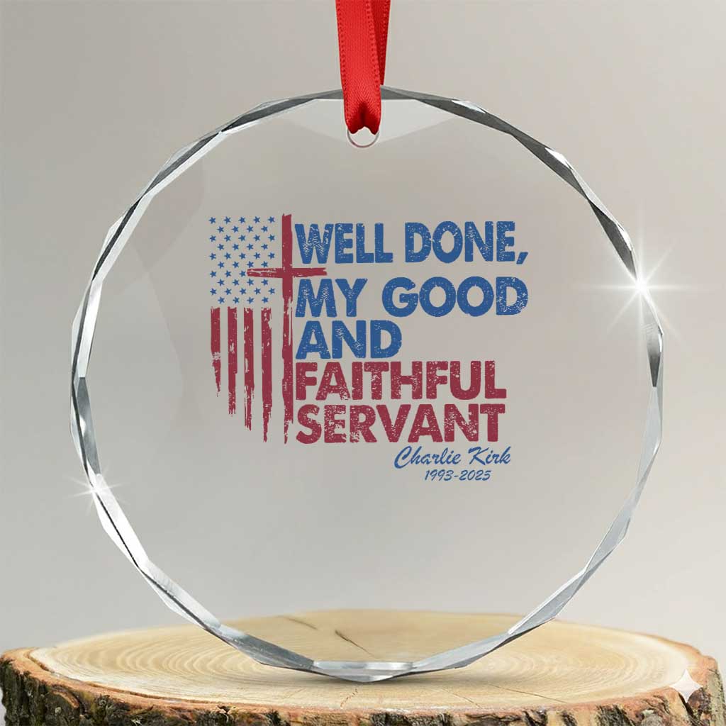 Charlie Kirk Crystal Glass Ornament Fear Not Mens Christian Memorial Tribute Charlie Cross US Flag TS10