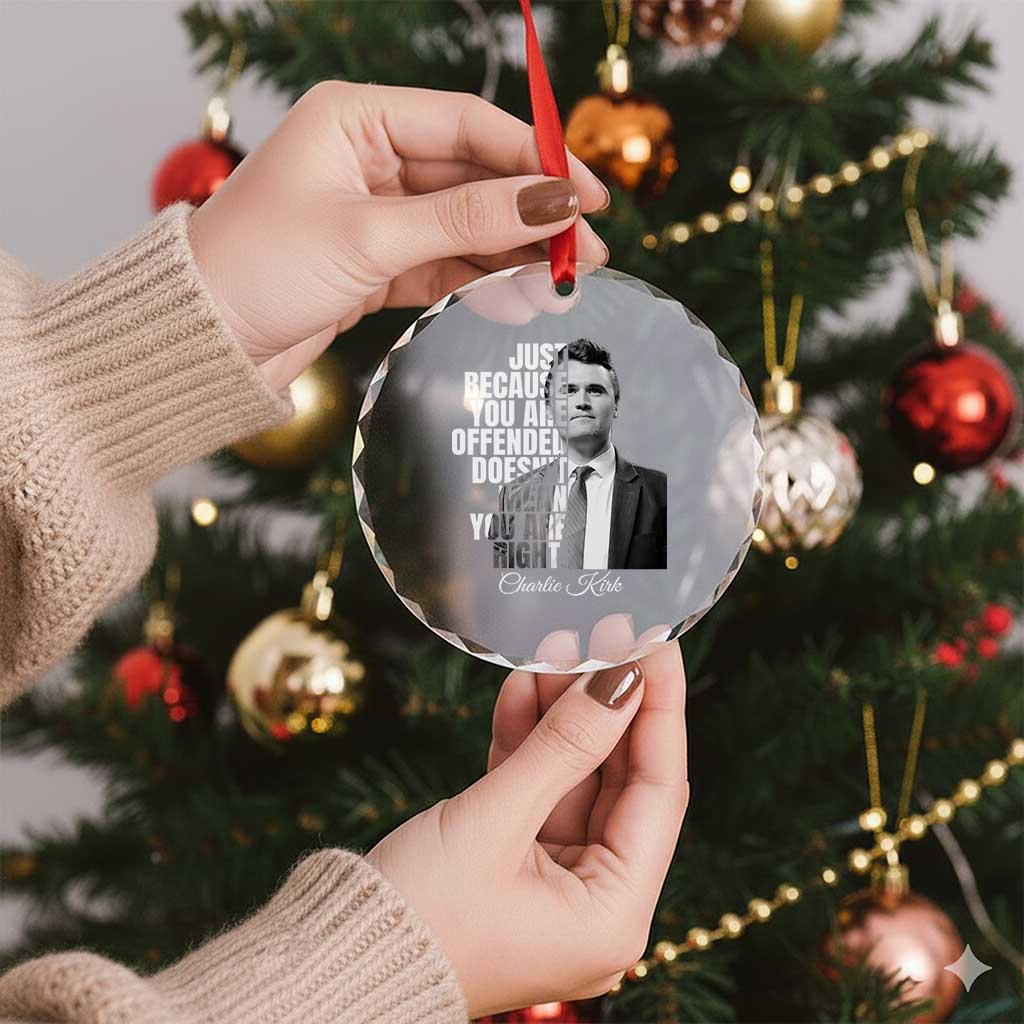 Charlie Kirk Crystal Glass Ornament Free Speech Memorial Tribute TS10