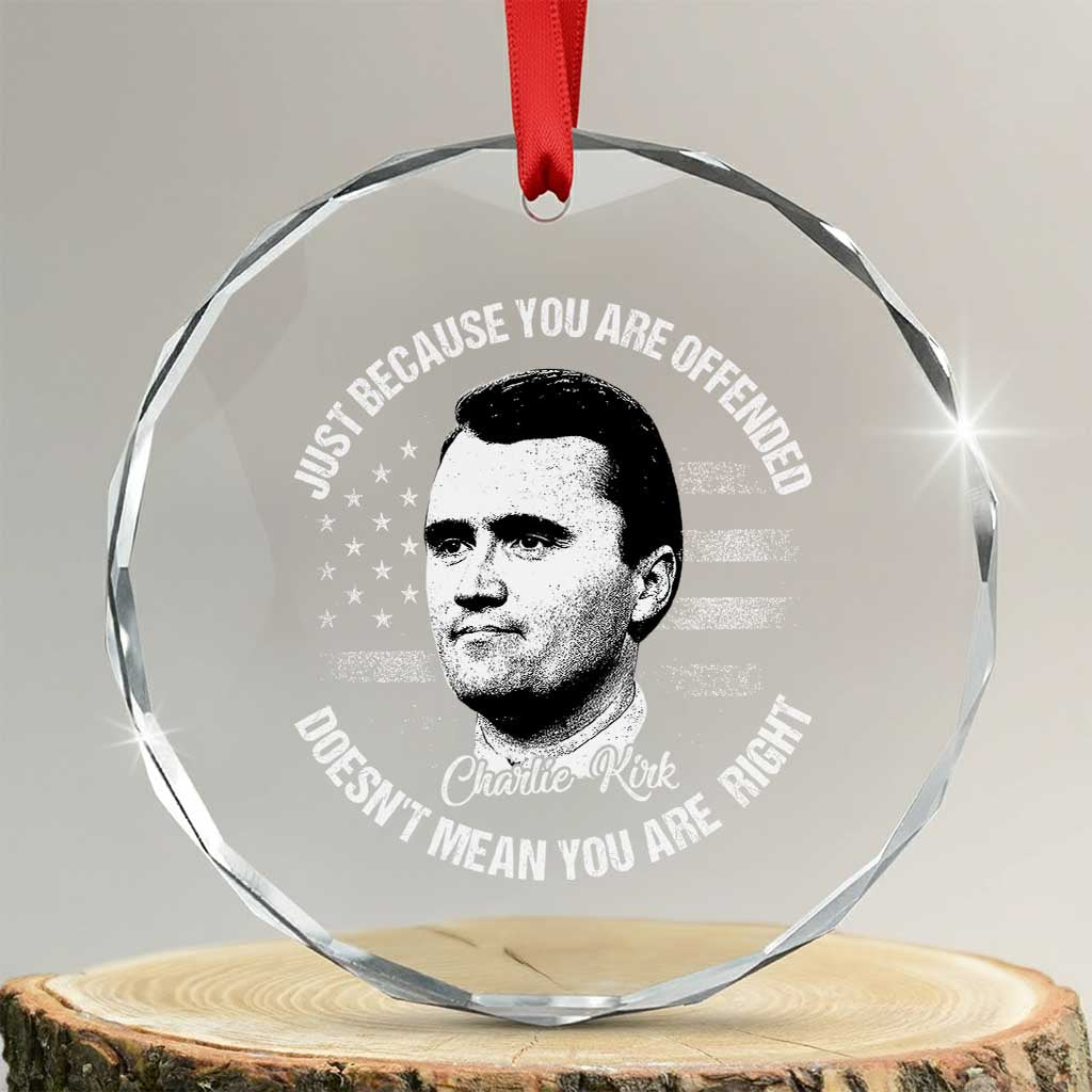 Charlie Kirk Crystal Glass Ornament Free Speech Retro USA Flag TS10