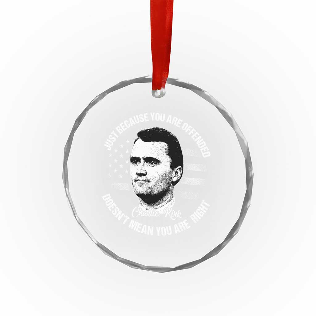 Charlie Kirk Crystal Glass Ornament Free Speech Retro USA Flag TS10