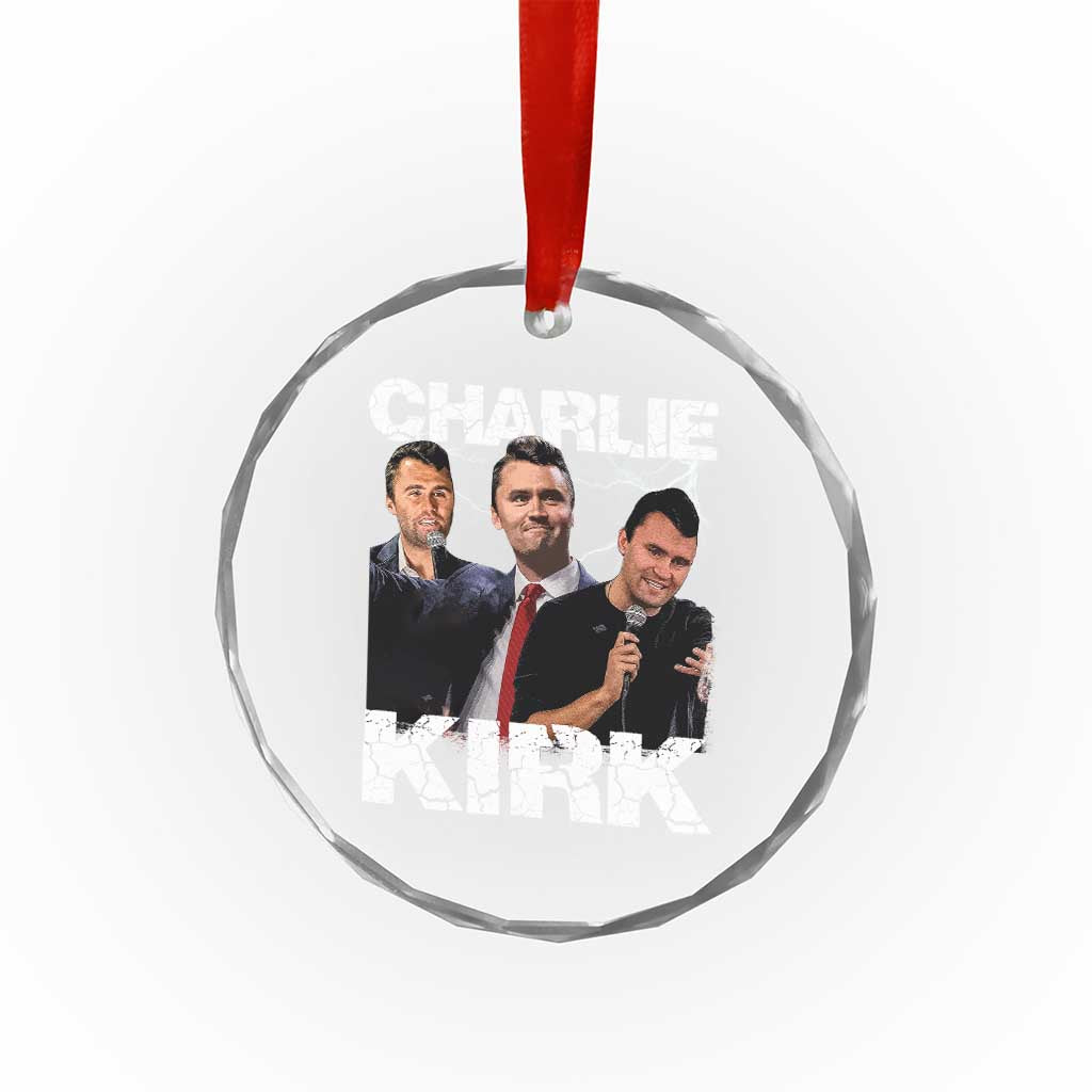 Charlie Kirk Crystal Glass Ornament Freedom Speech A True Patriot Tribute Bootleg TS10