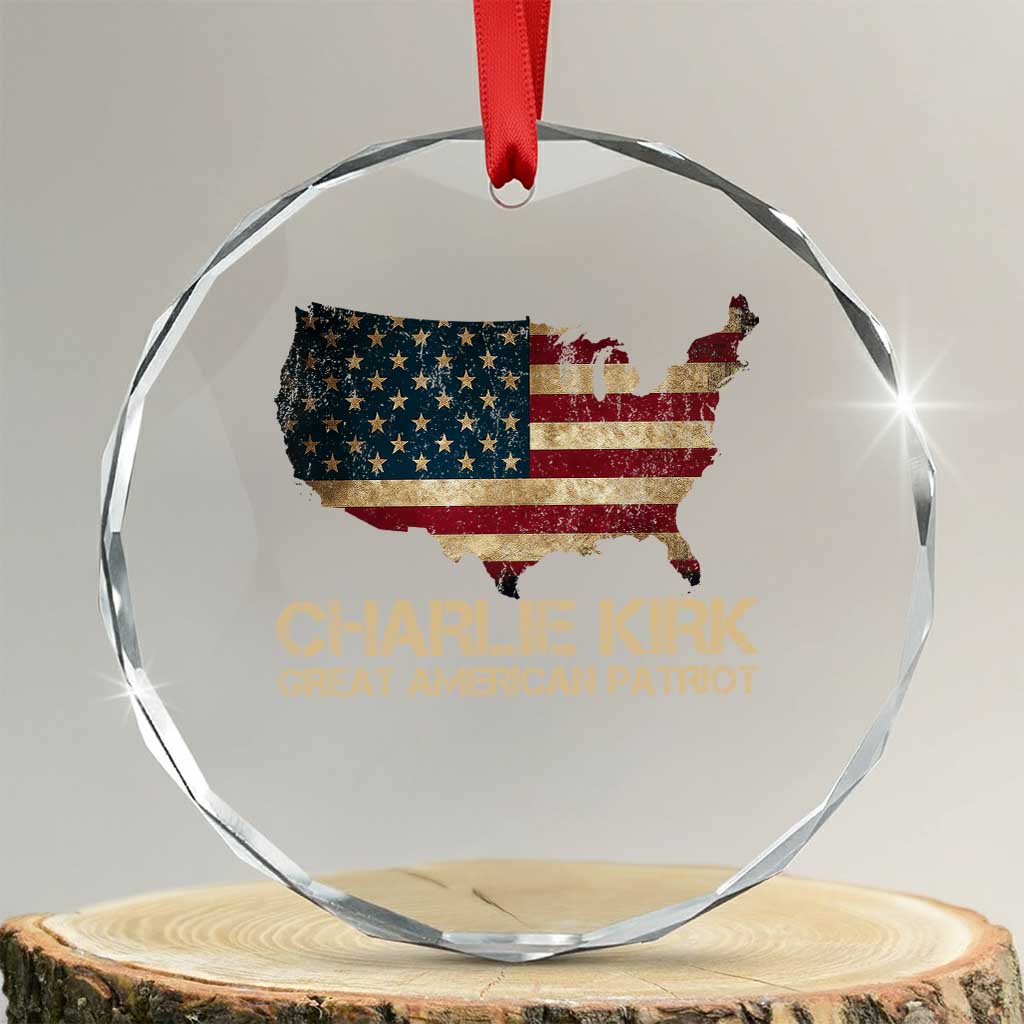 Charlie Kirk Crystal Glass Ornament Great American Patriot USA Flag TS10