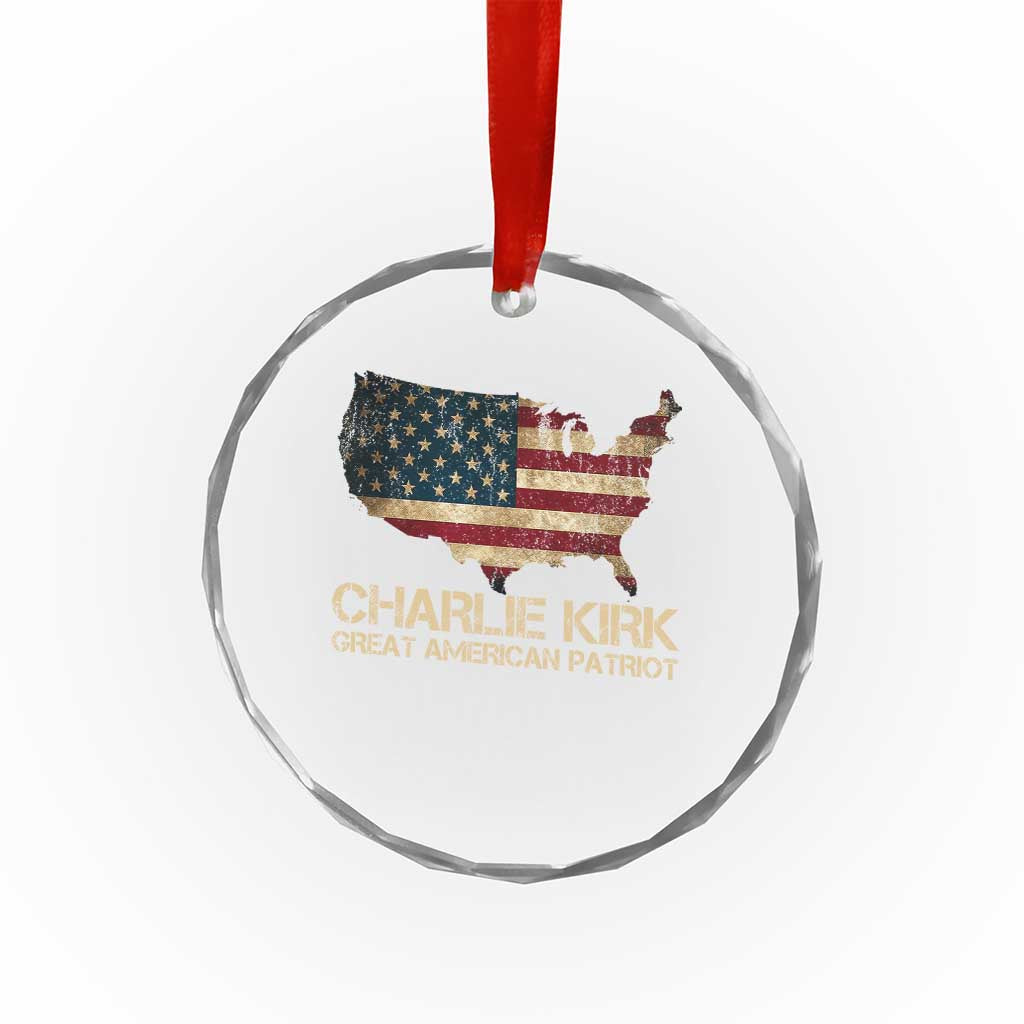 Charlie Kirk Crystal Glass Ornament Great American Patriot USA Flag TS10
