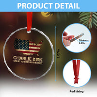 Charlie Kirk Crystal Glass Ornament Great American Patriot USA Flag TS10