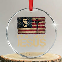 Charlie Kirk Crystal Glass Ornament Its All About Jesus USA Flag Patriotic Christian TS10