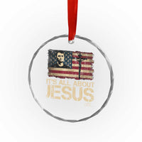 Charlie Kirk Crystal Glass Ornament Its All About Jesus USA Flag Patriotic Christian TS10