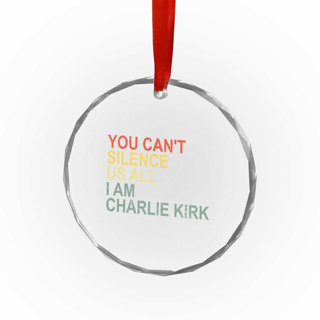Charlie Kirk Crystal Glass Ornament Retro You Cant Silence Us All - Wonder Print Shop