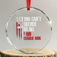 Charlie Kirk Crystal Glass Ornament You Cant Silence Us All USA Flag - Wonder Print Shop