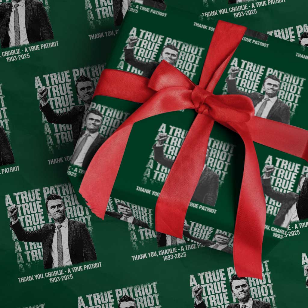 Charlie Kirk Freedom Wrapping Paper Roll Vintage A True Patriot Patriotic American - Wonder Print Shop