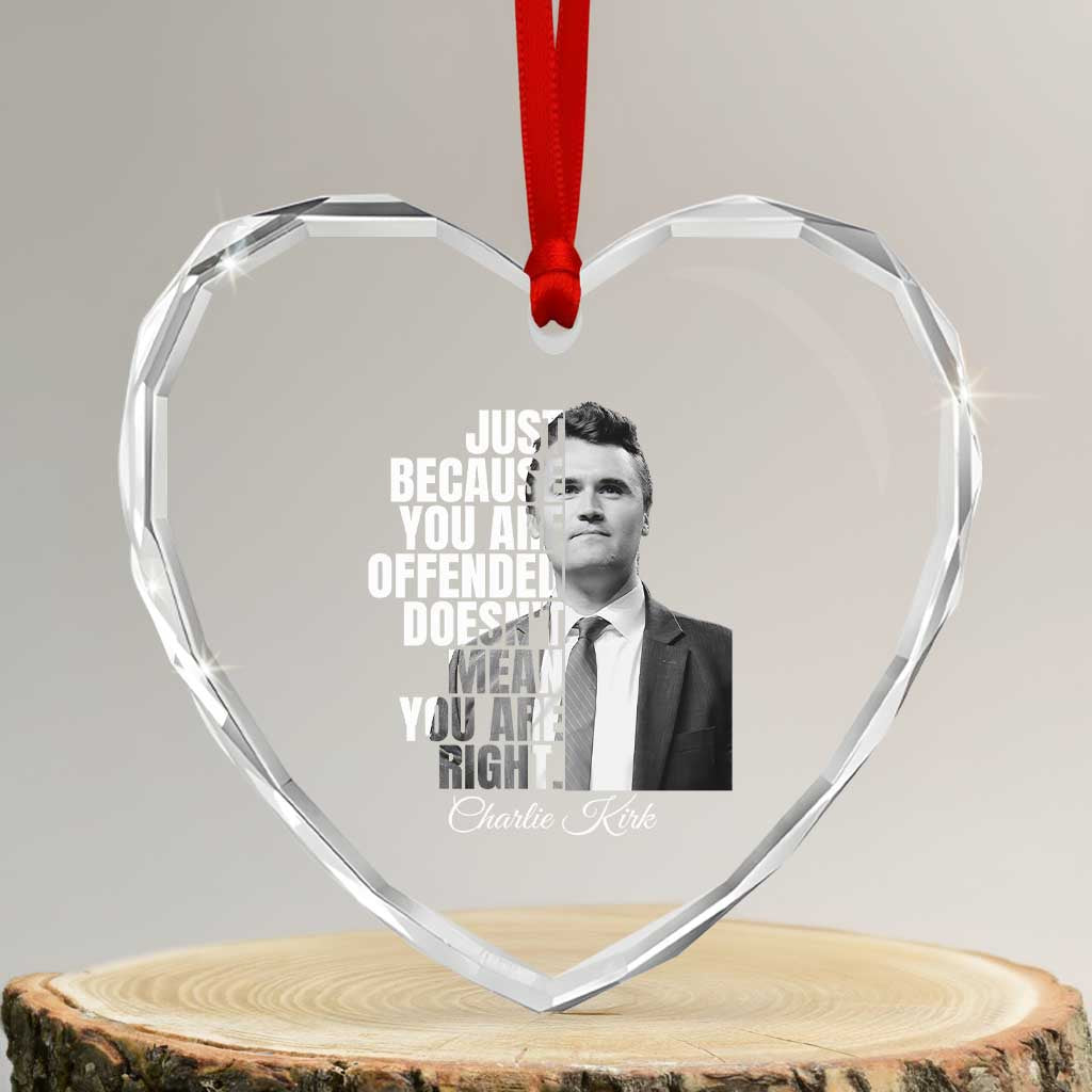 Charlie Kirk Heart Crystal Glass Ornament Free Speech Memorial Tribute - Wonder Print Shop