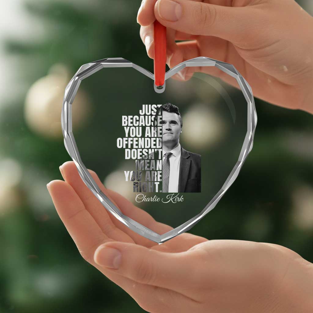Charlie Kirk Heart Crystal Glass Ornament Free Speech Memorial Tribute - Wonder Print Shop