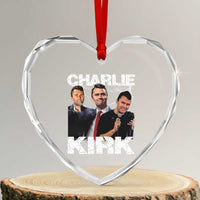 Charlie Kirk Heart Crystal Glass Ornament Freedom Speech A True Patriot Tribute Bootleg - Wonder Print Shop
