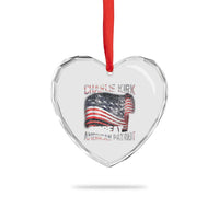 Charlie Kirk Heart Crystal Glass Ornament Great American Patriot American Flag - Wonder Print Shop
