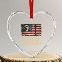 Charlie Kirk Heart Crystal Glass Ornament Its All About Jesus  USA Flag Patriotic Christian - Wonder Print Shop