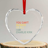 Charlie Kirk Heart Crystal Glass Ornament Retro You Cant Silence Us All - Wonder Print Shop
