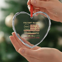 Charlie Kirk Heart Crystal Glass Ornament You Cant Silence Us All Retro American Flag Cross - Wonder Print Shop
