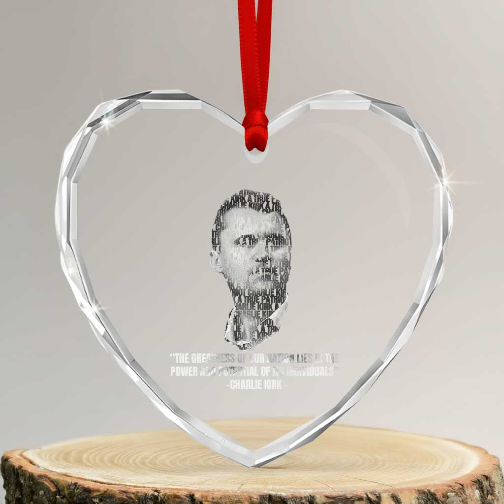Charlie Kirk Legacy Heart Crystal Glass Ornament Greatness of Our Nation American True Patriot - Wonder Print Shop