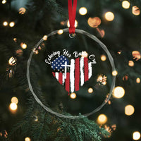 Charlie Kirk Memorial Crystal Glass Ornament Battle Cry Erika Kirk Christian USA Flag Cross TS10