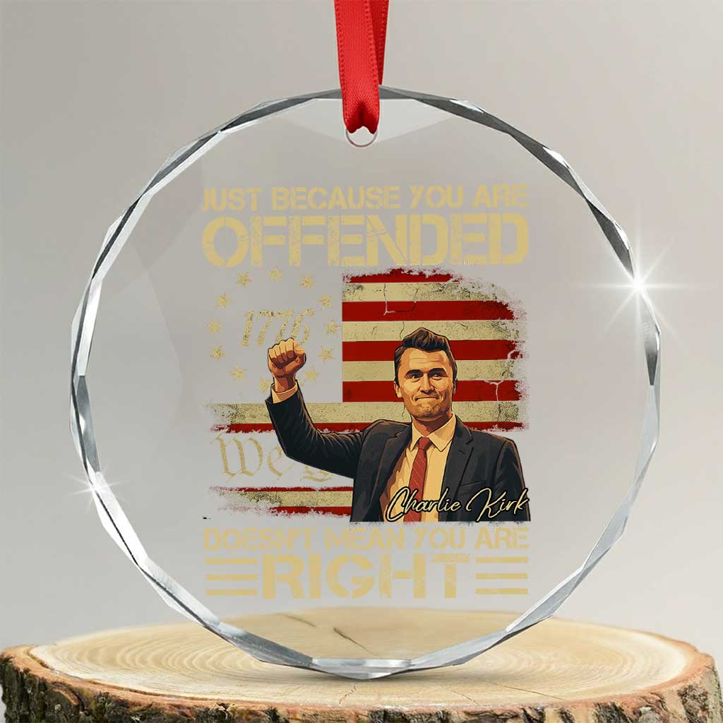 Charlie Kirk Memorial Crystal Glass Ornament Freedom Commemorative USA Flag Tribute TS10