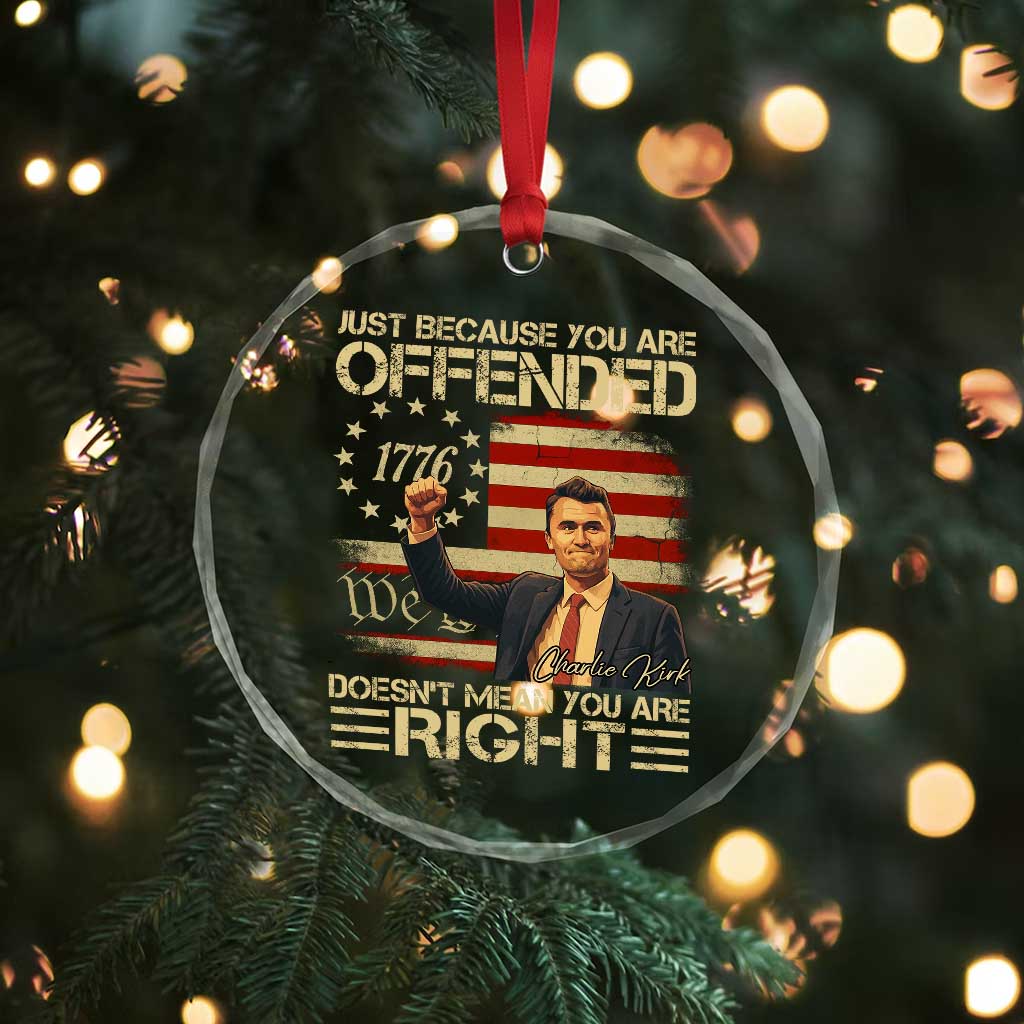 Charlie Kirk Memorial Crystal Glass Ornament Freedom Commemorative USA Flag Tribute TS10