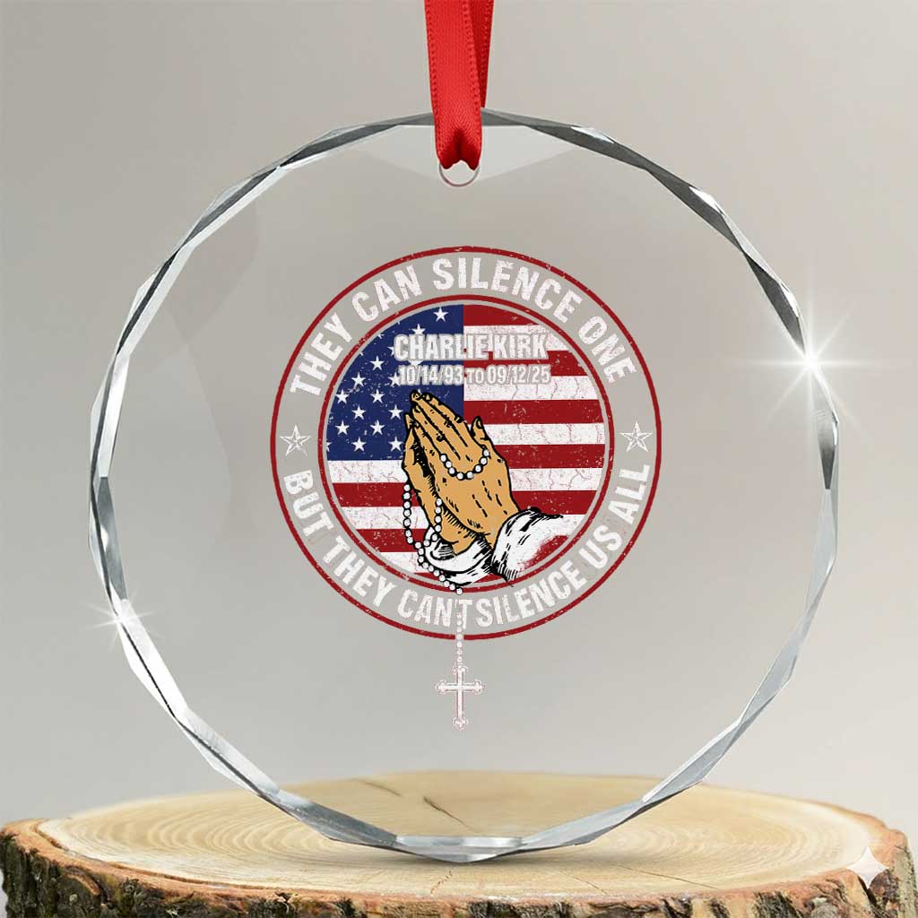 Charlie Kirk Memorial Crystal Glass Ornament Retro American Flag TS10