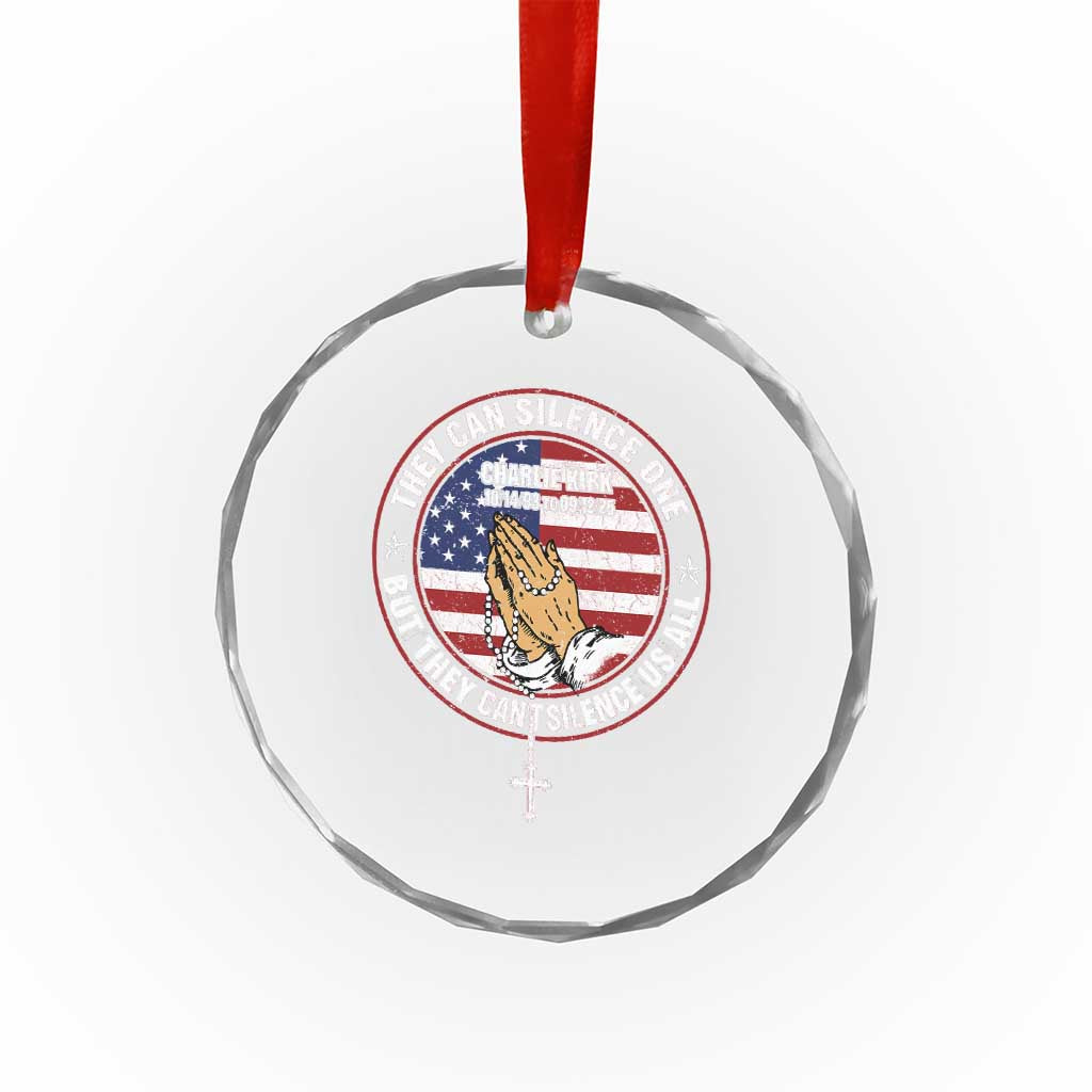 Charlie Kirk Memorial Crystal Glass Ornament Retro American Flag TS10