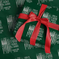 Charlie Kirk Patriotic Memorial Wrapping Paper Roll Firm in Faith Fierce in Justice American Flag - Wonder Print Shop