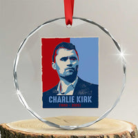 Charlie Kirk Tribute Crystal Glass Ornament Freedom Hope Memorial 1993 2025 TS02